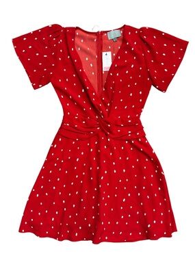 NWT✨ | Skies Are Blue | Red and White Polka Dot Plunge V-Neck Mini Dress